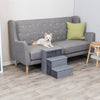 3-Step Foldable Velour Pet Stairs with Storage, Gray