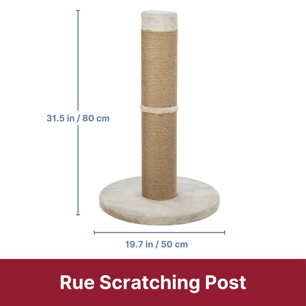 Rue Sisal & Plush 31.5" XXL Cat Scratching Post for Large Cats, Plush Base