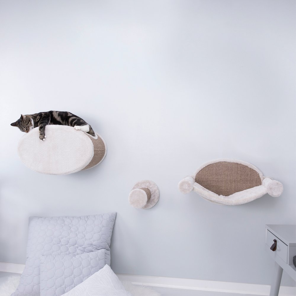 Liam Multi-Level Wall Mounted Cat Perch-Lounge Set, Brown