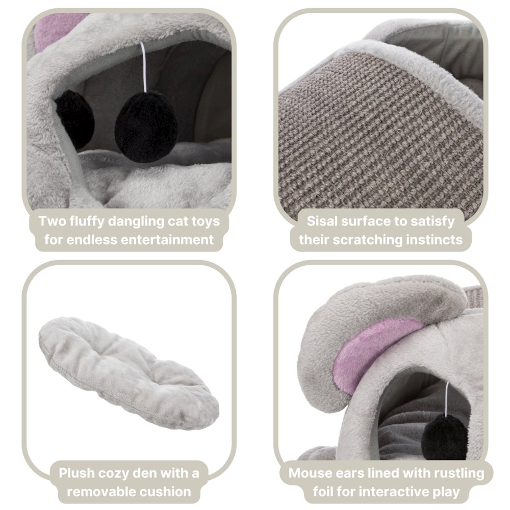 Lukas Plush Indoor Cat Condo with Sisal Scratching Surface & Removable Cushion