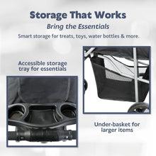 3-Wheeled Foldable Dog & Cat Stroller with Canopy and Storage Compartments