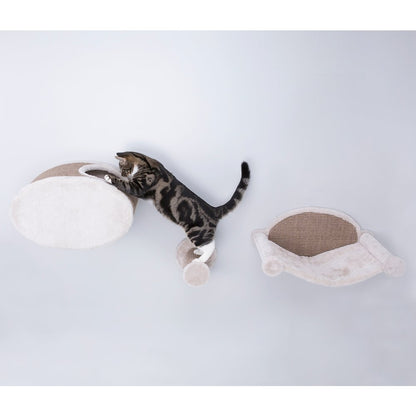 Liam Multi-Level Wall Mounted Cat Perch-Lounge Set, Brown
