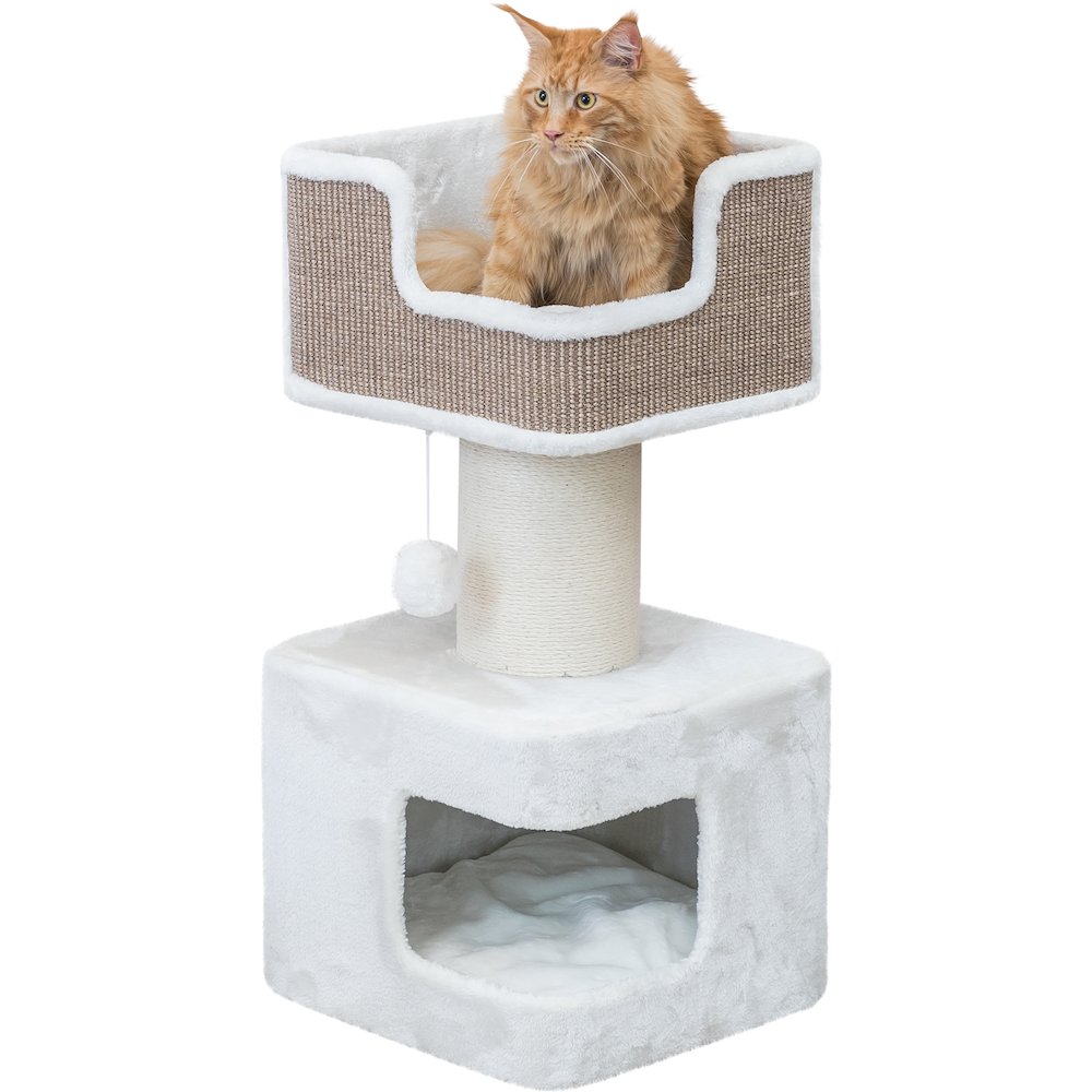 Ava XXL Jute & Plush 2-Level 34" Cat Tree with Scratching Post & Condo, Brown