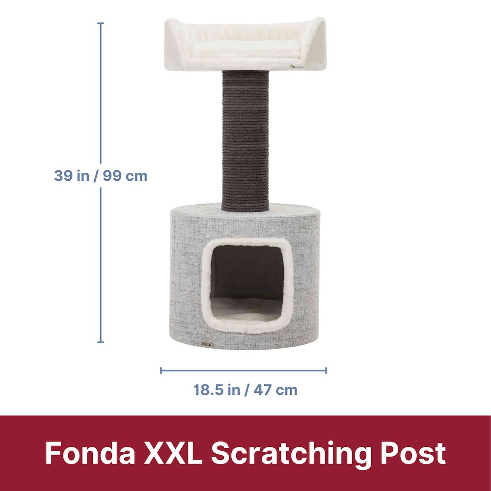 Fonda XXL Sisal & Plush 2-Level 39" Cat Tree with Scratching Post & Condo, Gray