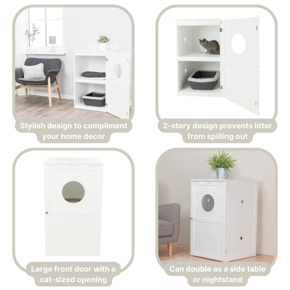 2-Story Cat Litter Box Enclosure Hidden Litter Indoor Cat Furniture Accent Table