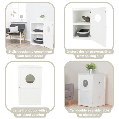 2-Story Cat Litter Box Enclosure Hidden Litter Indoor Cat Furniture Accent Table