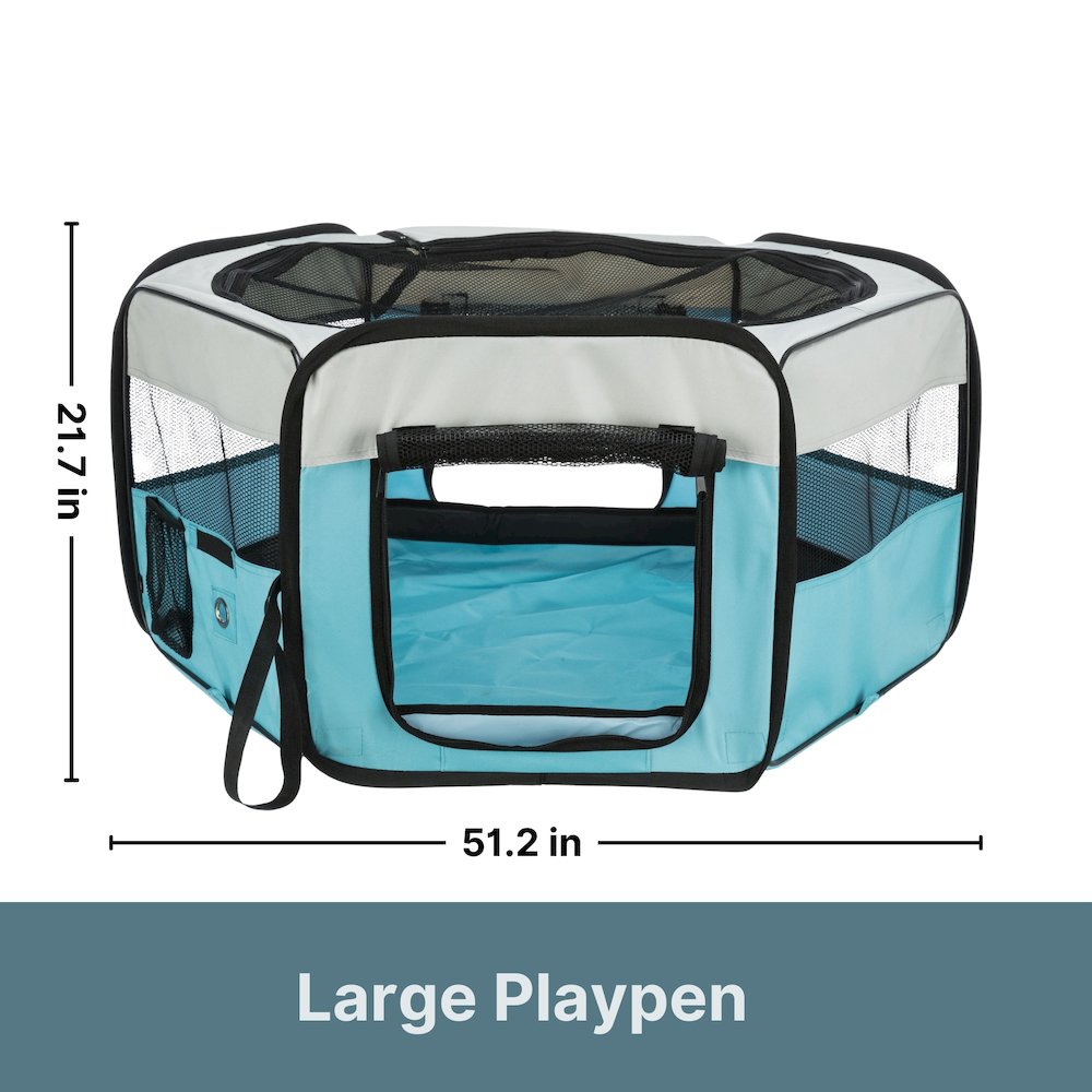 51 in. x 21.7 in. Large Soft-Sided Nylon Mobile Playpen, Turquoise
