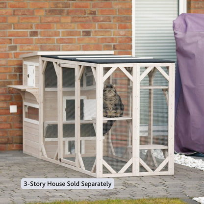 natura Weatherproof Wooden Cattery with 3 Perches, 44L x 70.9W x 31.5H, Gray
