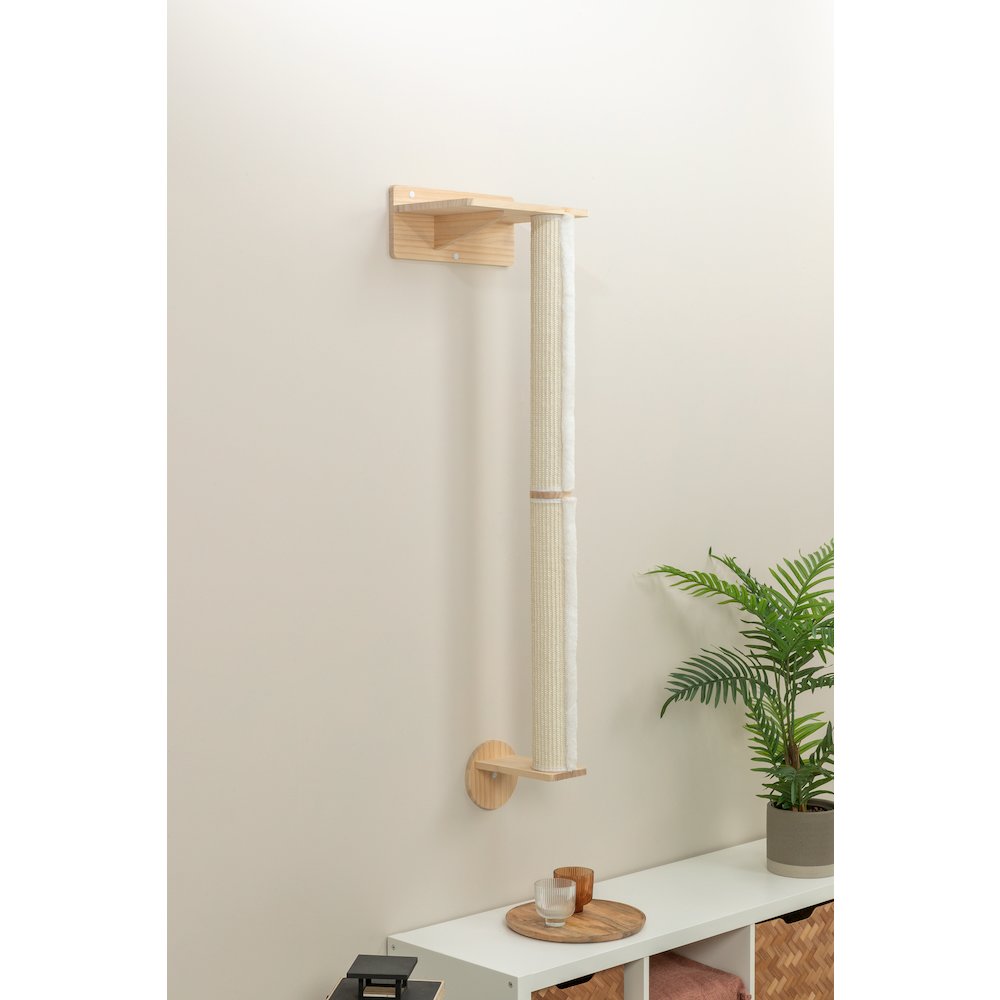 Wall Set 1 Wall Mounted Sisal Cat Scratching Post with Ledge, Natural