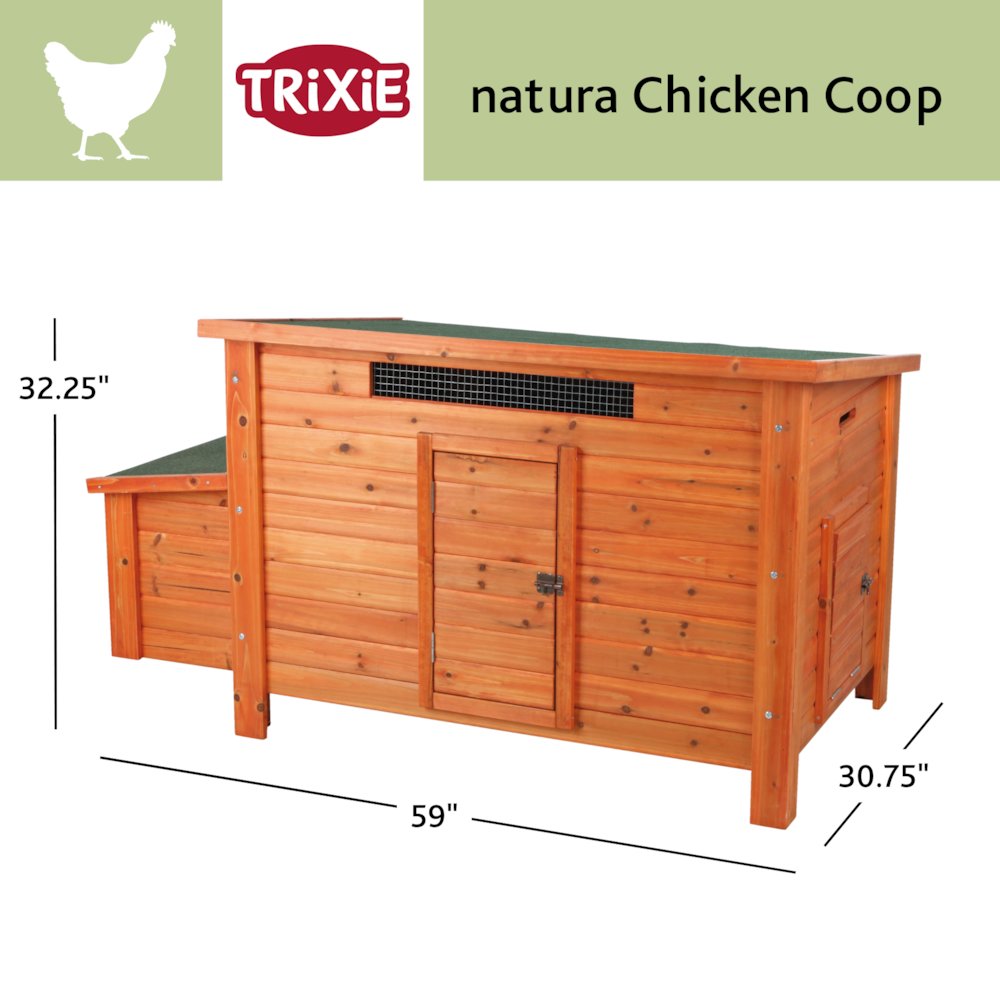 Weatherproof Outdoor Wooden Chicken Coop with 2 Nesting Boxes & Run, Brown