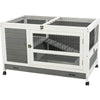 Mobile Indoor 1-Story Wooden Small Animal Cage with Wheels & Pull-Out Tray, Gray