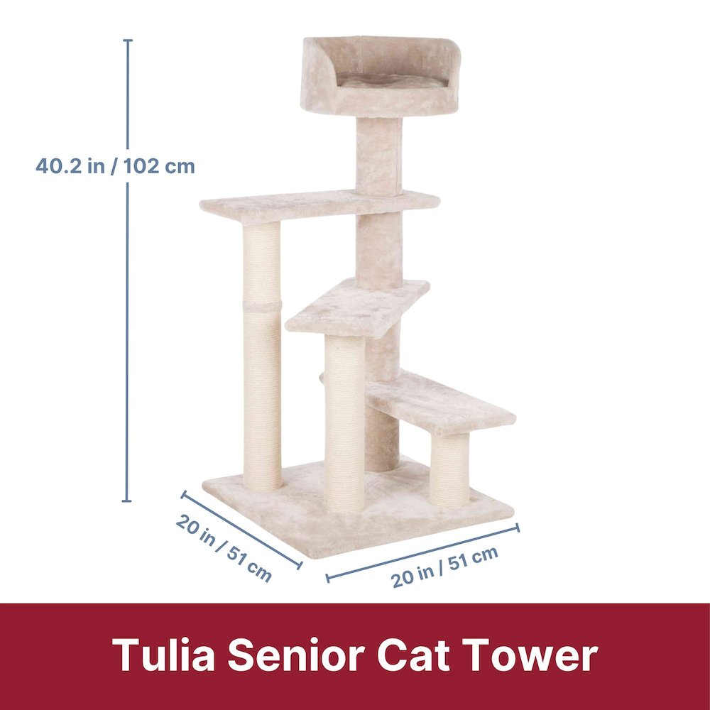 Tulia Senior Plush & Sisal 4-Level 40.2" Cat Tree, Scratching Posts & Bed