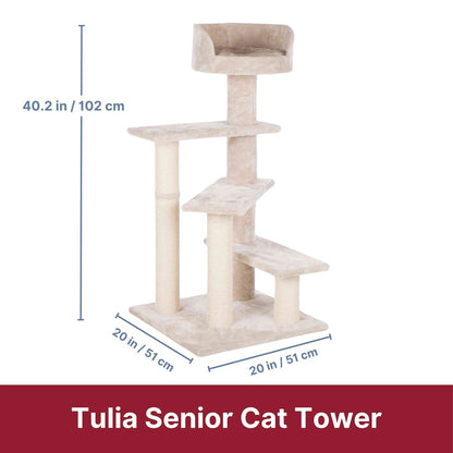Tulia Senior Plush & Sisal 4-Level 40.2" Cat Tree, Scratching Posts & Bed