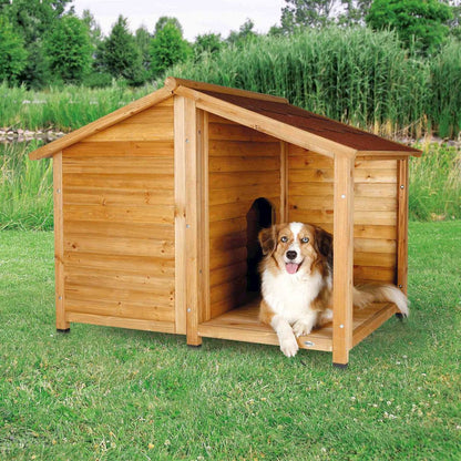 natura Lodge Elevated Weatherproof Wooden Medium Outdoor Dog House