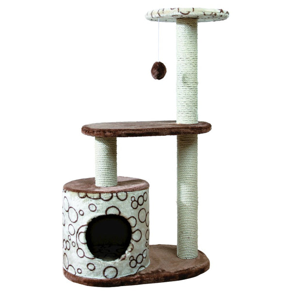 Casta Plush & Sisal 3-Level 37.4" Cat Tree with Scratching Posts & Condo, Brown