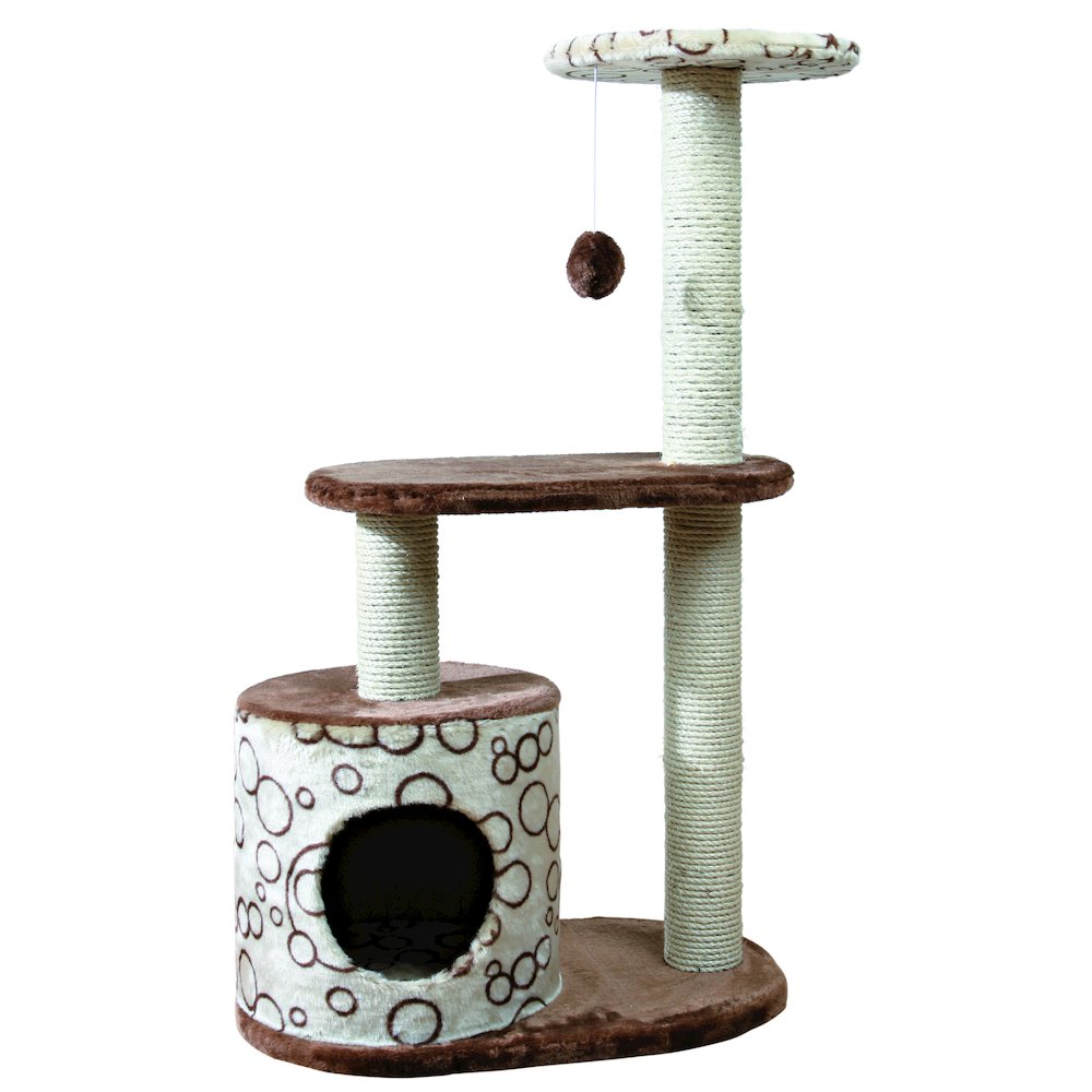Casta Plush & Sisal 3-Level 37.4" Cat Tree with Scratching Posts & Condo, Brown