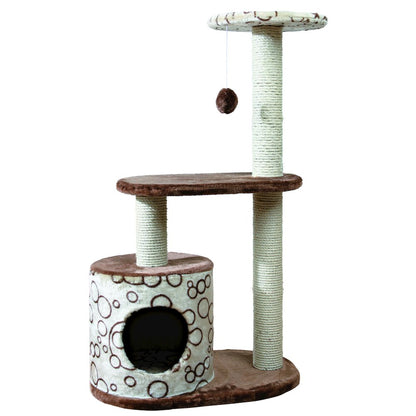 Casta Plush & Sisal 3-Level 37.4" Cat Tree with Scratching Posts & Condo, Brown