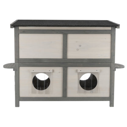 natura 2-Story Weatherproof Elevated Outdoor Cat Shelter with Balcony, Gray