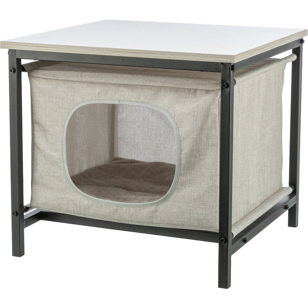 Emmie Indoor Cat Condo, Cat Bed Side Table, Cat Hideaway Cave with Cozy Cushion