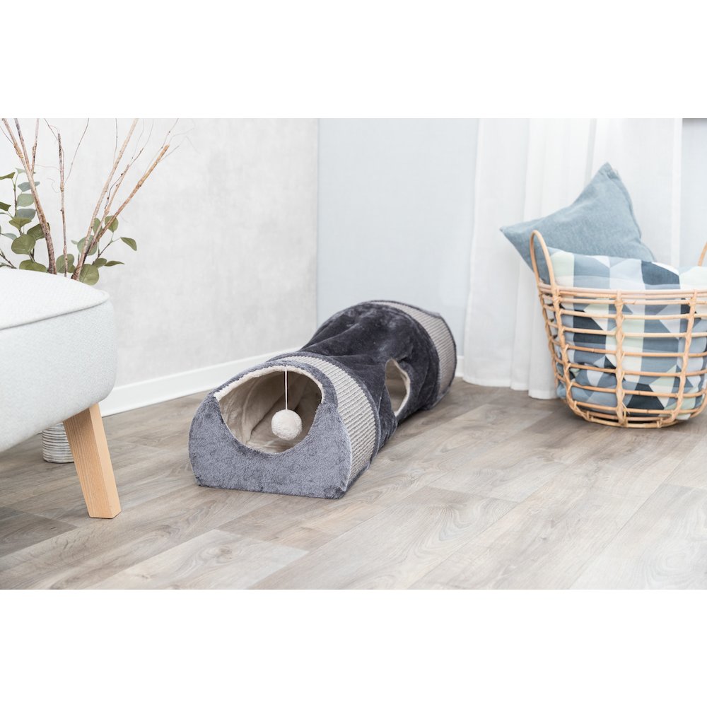 Sisal & Plush 1-Level 11.8" Cat Condos with Scratching Surface, Tunnel & Cat Toy