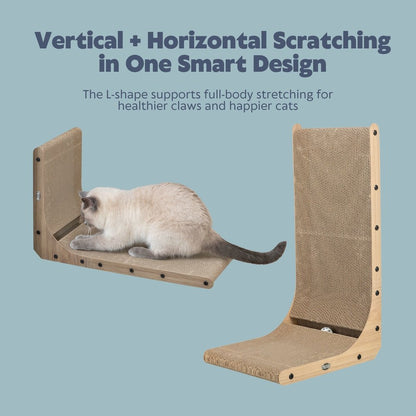 17.7" L-Shaped Cat Scratching Board Catnip & Silvervine with Built-In Ball Toy