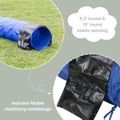 Dog Agility Tunnel 6.5', Portable Dog Training Tunnel, Obedience