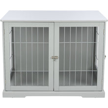 38.7" Dog Crate, Wooden Indoor Kennel Furniture for Large Dogs Up to 66 lb, Gray