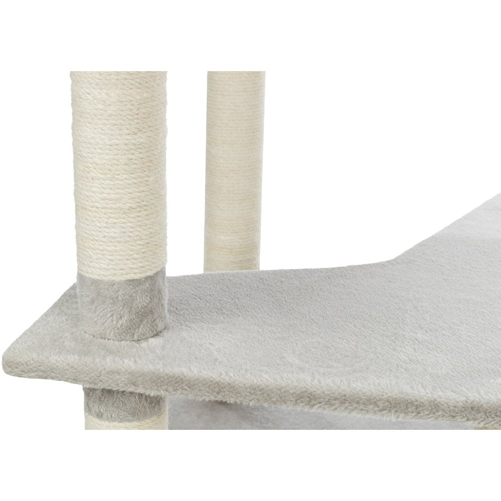 Seli Plush 4-Level 59" Cat Tree with Sisal Scratching Posts, Condo & Cat Toy