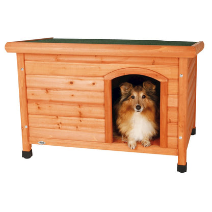 natura Classic Elevated Weatherproof Wooden Small Outdoor Dog House Roof
