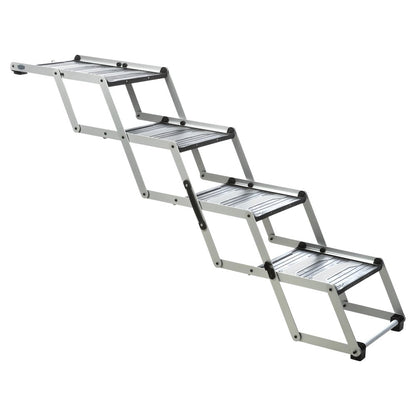 Heavy Duty Foldable 4 Step Pet Stairs, Lightweight Aluminum, Portable Pet Steps