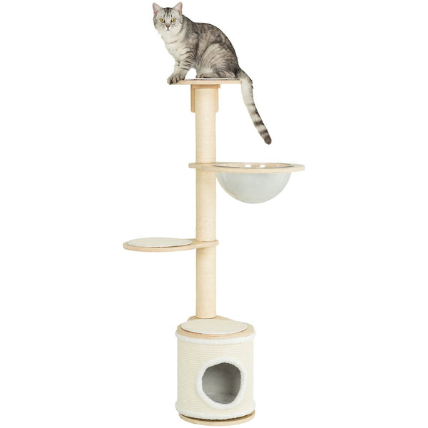 Mateo Wooden & Sisal 4-Level 54.3" Wall Mount Cat Tree, Scratching Posts & Condo