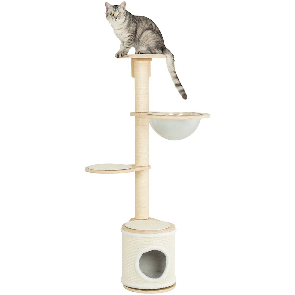 Mateo Wooden & Sisal 4-Level 54.3" Wall Mount Cat Tree, Scratching Posts & Condo
