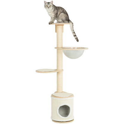 Mateo Wooden & Sisal 4-Level 54.3" Wall Mount Cat Tree, Scratching Posts & Condo