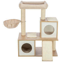 Addison Sisal & Wood 35.5" Cat Tree, Modern Cat Tower, Condos, Hammock, Cozy Bed