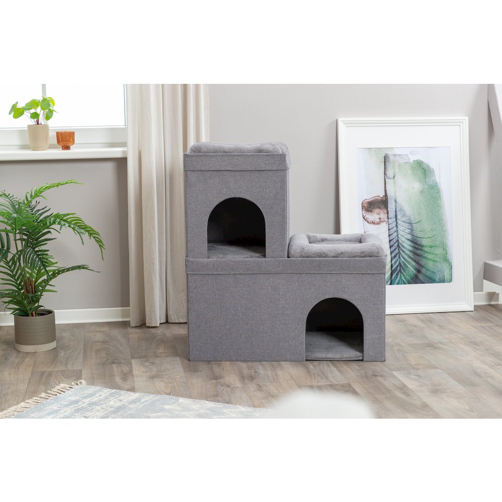 Crazy Cube Stackable Cat Condo with Sisal Scratching Surface, Cozy Hideaway
