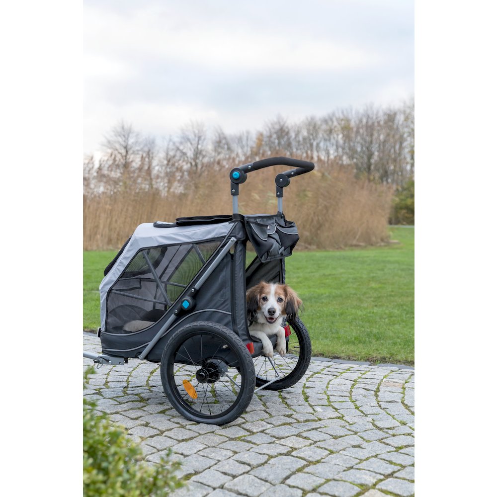 Quick-Fold Dog Bike Trailer, Carrier for Small Dogs up to 48 lbs, Gray