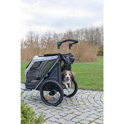 Quick-Fold Dog Bike Trailer, Carrier for Small Dogs up to 48 lbs, Gray