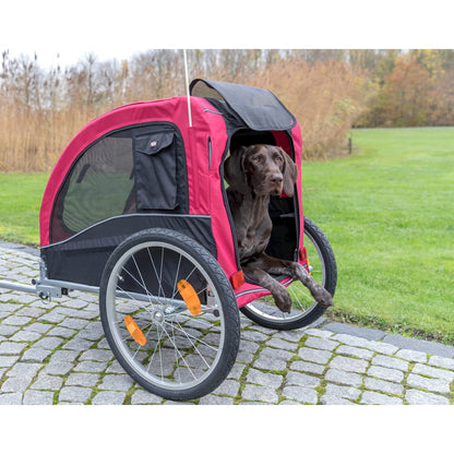 Foldable 2-in-1 Bicycle Trailer for Large Dogs with Windows, Black & Red