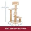 Tulia Senior Plush & Sisal 4-Level 40.2" Cat Tree, Scratching Posts & Bed, Beige
