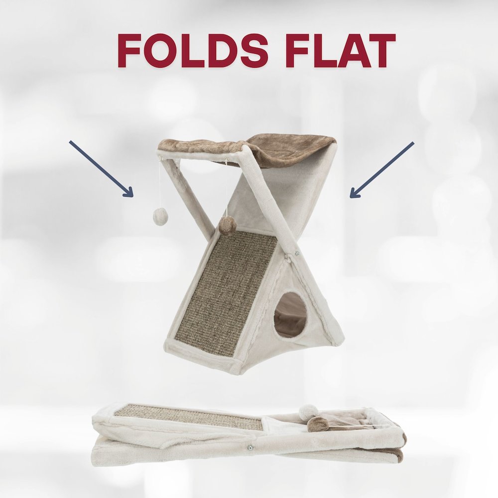 Miguel Fold & Store Plush & Sisal 25.5" Cat Tree, Hammock, Condo, Scratcher