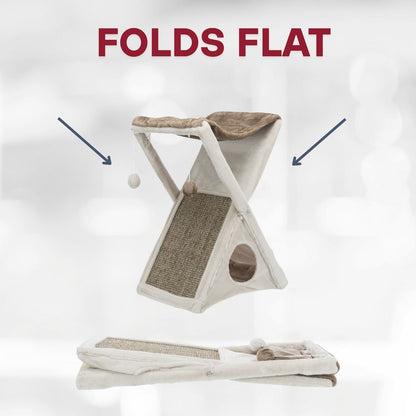 Miguel Fold & Store Plush & Sisal 25.5" Cat Tree, Hammock, Condo, Scratcher