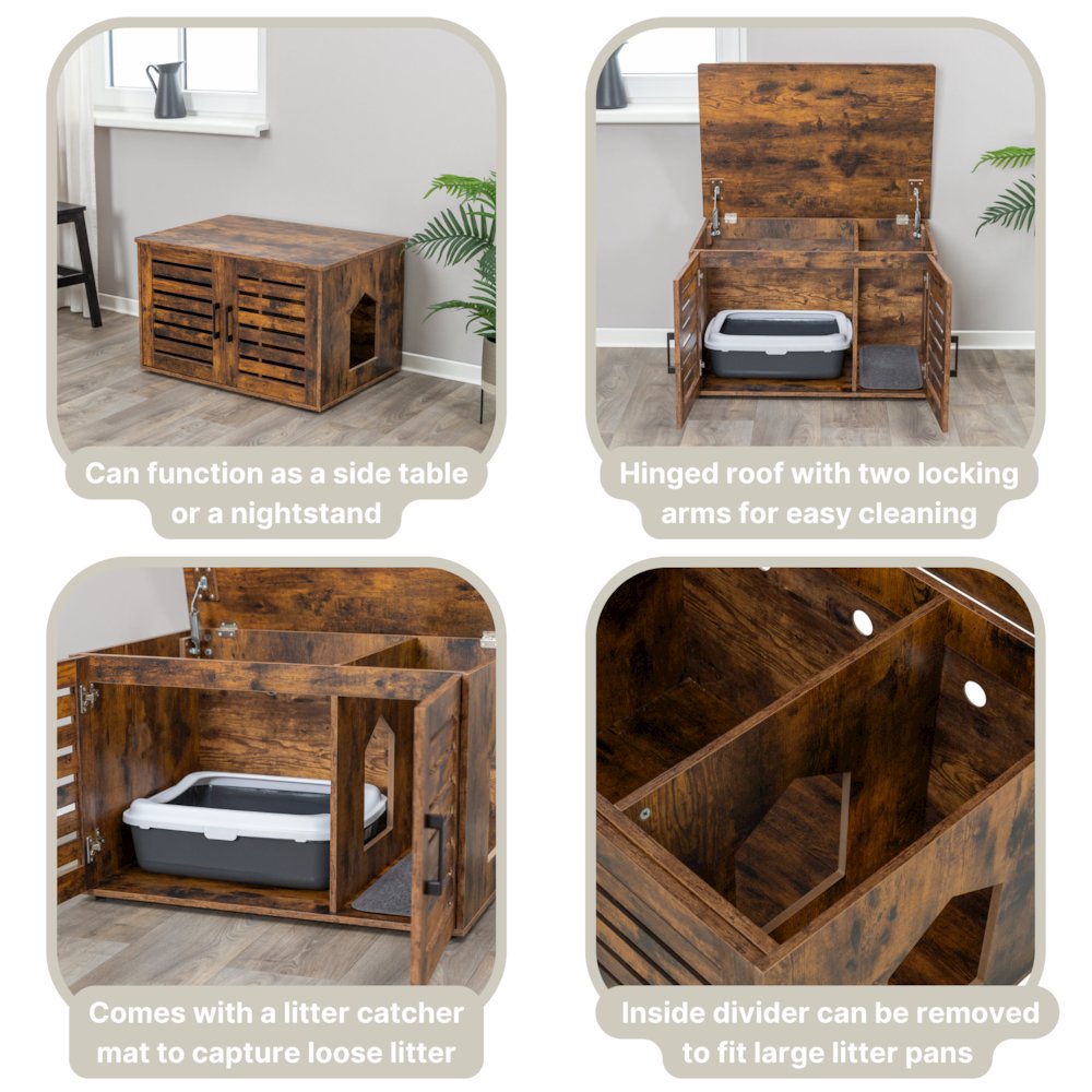 XL Farmhouse Litter Box Enclosure, Hidden Litter Box Cabinet or End Table