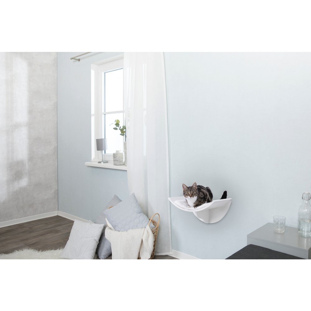 Lorena Space Saving Wall Mounted Cat Perch with Soft Cushion, White