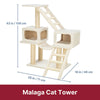 Malaga Sisal 3-Level 43" Cat Tree with Scratching Posts, Condos & Ladders, Beige