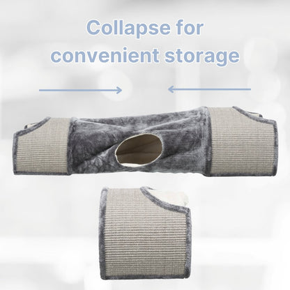 Sisal & Plush 1-Level 11.8" Cat Condos with Scratching Surface, Tunnel & Cat Toy