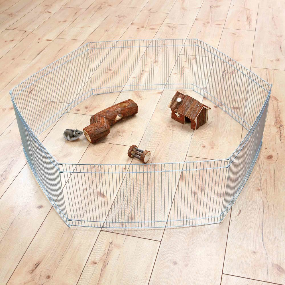 Small Portable 1-Level Wired Indoor Playpen for Small Animals, Silver