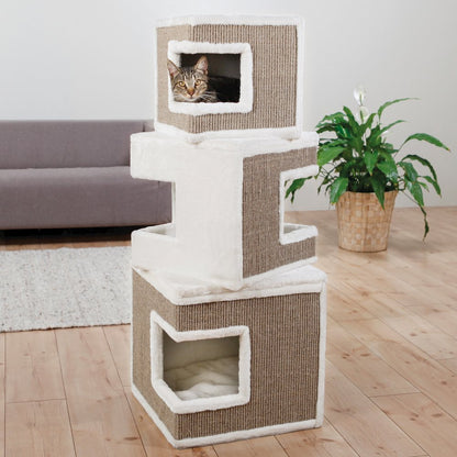 Lilo Plush & Sisal 3-Level 48.4" Cat Condo Tower with Removable Cushions, Brown