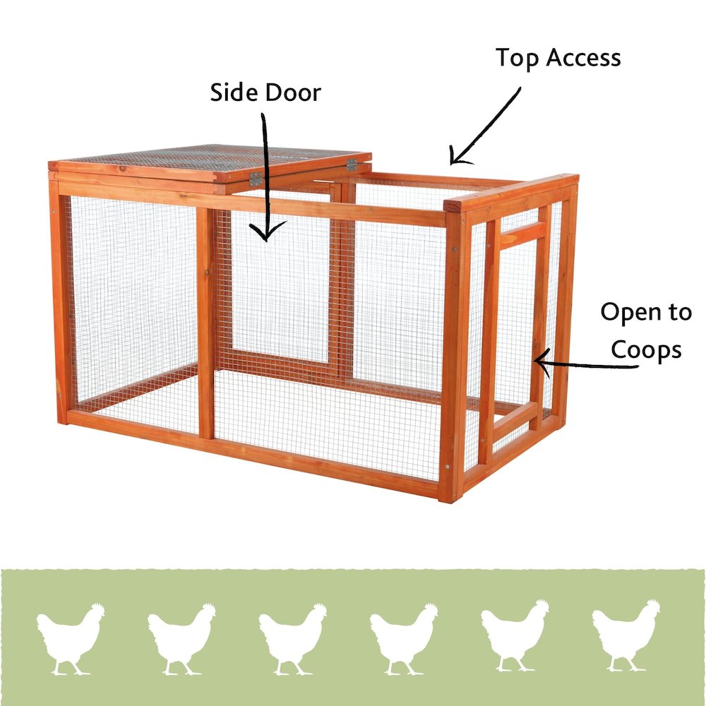 Weatherproof Outdoor Wood & Wire Chicken Run Extension for Chicken Coops, Brown
