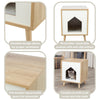 Isa Indoor Wooden Cat Condo, Modern Cat Bed Side Table with Cozy Cushion
