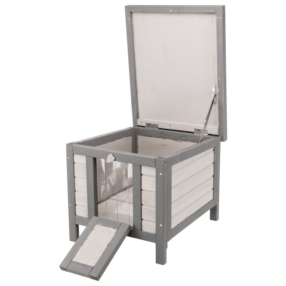 22" x 17.9" Insulated Small Cat Shelter for Cold Seasons, Elevate Cat Home, Gray